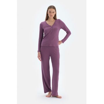 Pijama lunga cu model uni