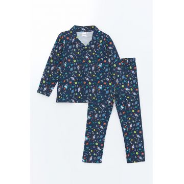 Pijama lunga cu tematica cu spatiu