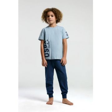 Pijama lunga de bumbac cu logo