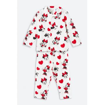 Pijama lunga din bumbac cu model cu Minnie Mouse