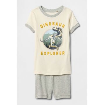 Pijama scurta din bumbac organic cu imprimeu grafic