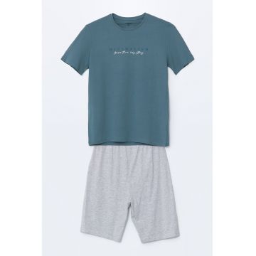 Pijama scurta regular fit cu model uni
