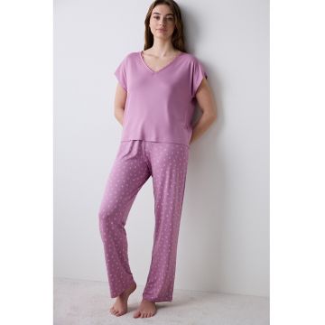 Pijama uni cu decolteu in V