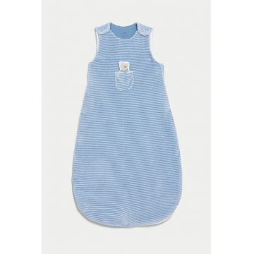 Sac de dormit din velur - Alb - Albastru deschis