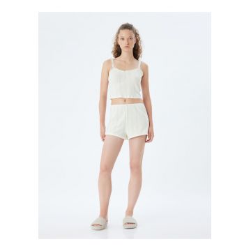 Top crop de pijama cu dantela