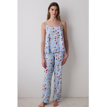 Top de pijama cu imprimeu capsuni