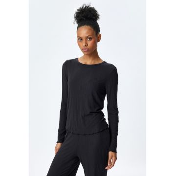Bluza de pijama din amestec de modal cu decolteu rotund