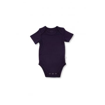 Body cu maneca scurta din bambus -  Albastru Navy - pentru baieti