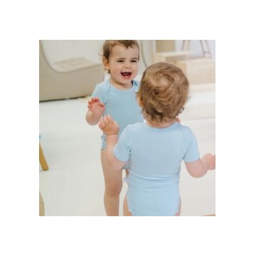 Body cu maneca scurta din bambus -  Bleu - pentru baieti