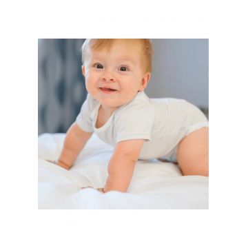 Body cu maneca scurta din bambus -  Gri - pentru fetite sau baietei