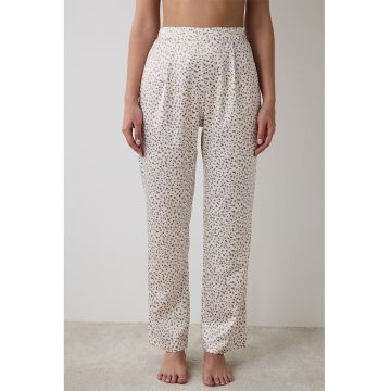 Pantaloni de pijama din satin cu talie inalta