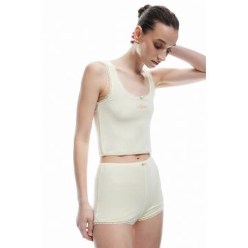 Pantaloni de pijama slim-fit scurti din amestec de modal