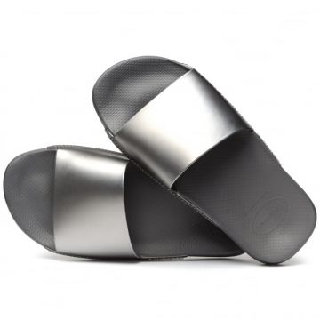 Papuci Havaianas din cauciuc natural,argintiu metalizat
