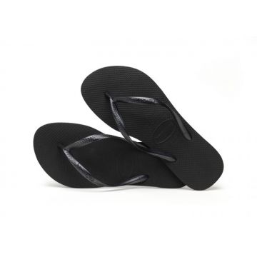 Papuci Havaianas slim din cauciuc natural,  negru