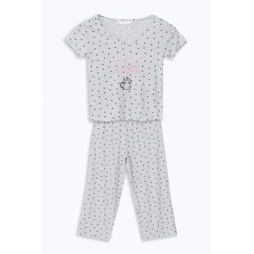 Pijama cu buline - model si decolteu in V