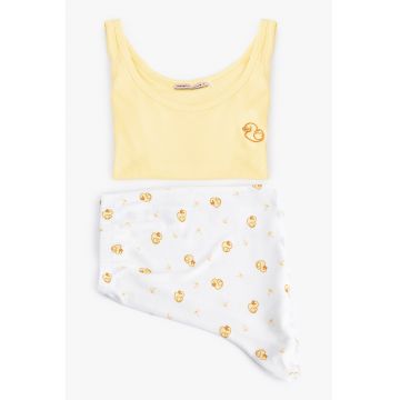Pijama cu imprimeu si maneci scurte