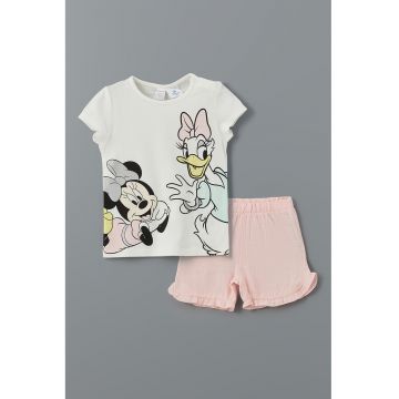 Pijama cu imprimeu si maneci scurte