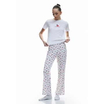 Pijama cu imprimeu si maneci scurte