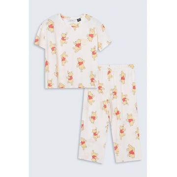 Pijama cu imprimeu si maneci scurte