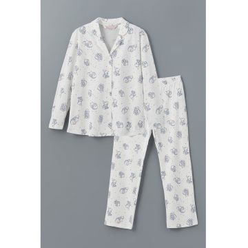 Pijama cu imprimeu si nasturi