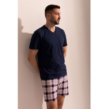 Pijama cu imprimeu si pantaloni scurti