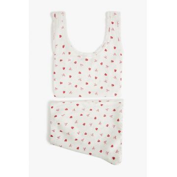 Pijama cu model si pantaloni scurti