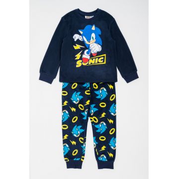 Pijama cu pantaloni lungi cu imprimeu Sonic The Hedgehog