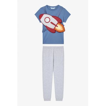 Pijama cu pantaloni lungi si detaliu grafic