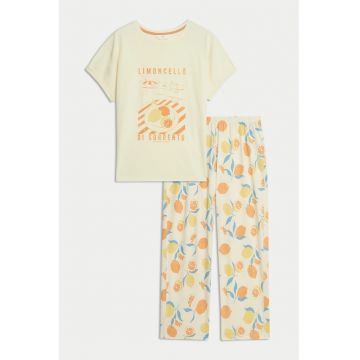 Pijama cu pantaloni lungi si imprimeu