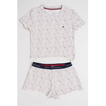 Pijama cu pantaloni scurti - buline si banda logo in talie