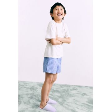 Pijama cu pantaloni scurti din bumbac cu model in dungi