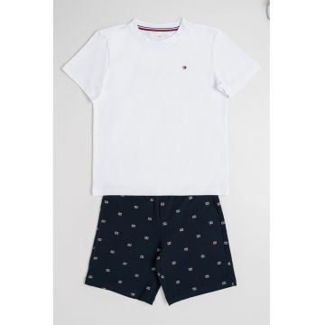 Pijama cu pantaloni scurti si banda logo in talie