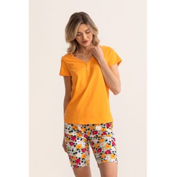 Pijama cu pantaloni scurti si imprimeu floral Misha