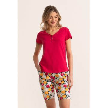 Pijama cu pantaloni scurti si imprimeu floral Misha