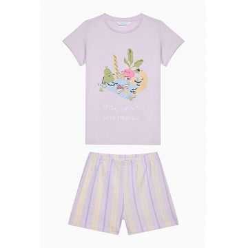 Pijama cu pantaloni scurti si imprimeu grafic