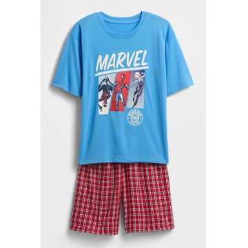 Pijama cu pantaloni scurti si imprimeu Spiderman
