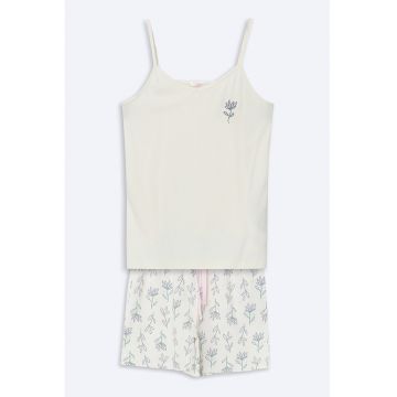 PIjama cu pantaloni scurti si model floral
