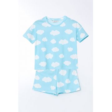 Pijama cu pantaloni scurti - talie elastica si model