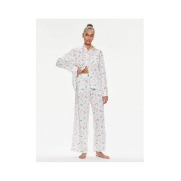 Pijama dama -  303732882 - Bumbac/Viscoza - Alb