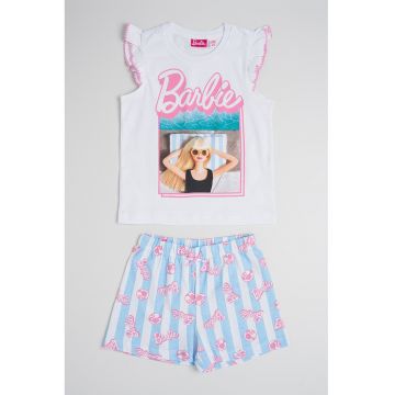 Pijama de bumbac cu imprimeu Barbie