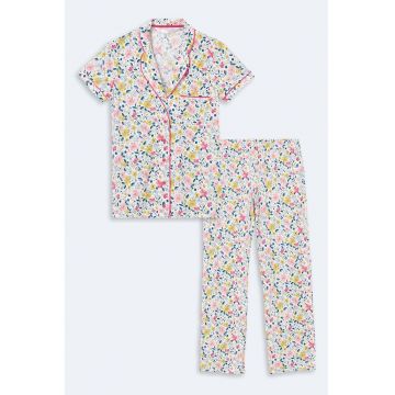 Pijama de bumbac cu imprimeu floral