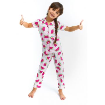 Pijama de bumbac cu imprimeu fructe