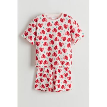 Pijama de bumbac cu inimi