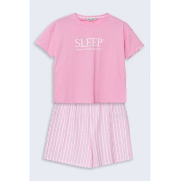 Pijama de bumbac cu maneci scurte