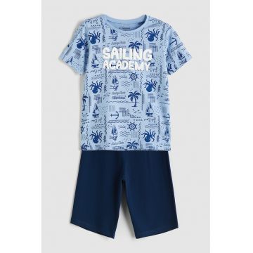 Pijama de bumbac cu maneci scurte