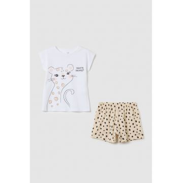Pijama de bumbac cu pantaloni scurti