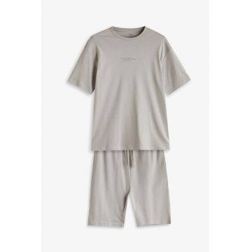 Pijama de bumbac cu pantaloni scurti
