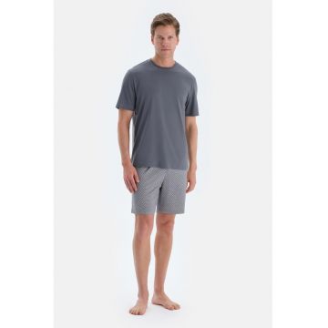 Pijama din amestec de bumbac si bumbac cu pantaloni scurti