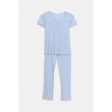 Pijama din amestec de modal cu decolteu in V