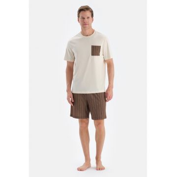 Pijama din amestec de modal cu pantaloni scurti